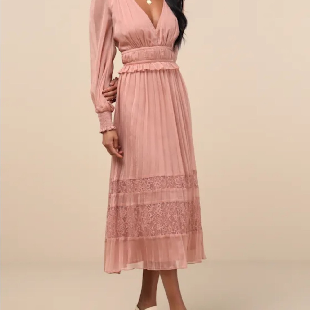 Mauve Lace Midi Dress